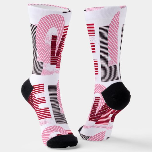 Liebe Geometric Magenta Letter Socken (Gewinkelt)