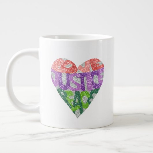 Liebe, Gerechtigkeit, Frieden - Jumbo-Tasse (Links)