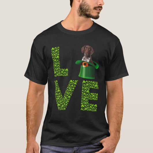 Liebe German Kurzhaarige Pointer Kleeblatt St Patr T-Shirt (Vorderseite)