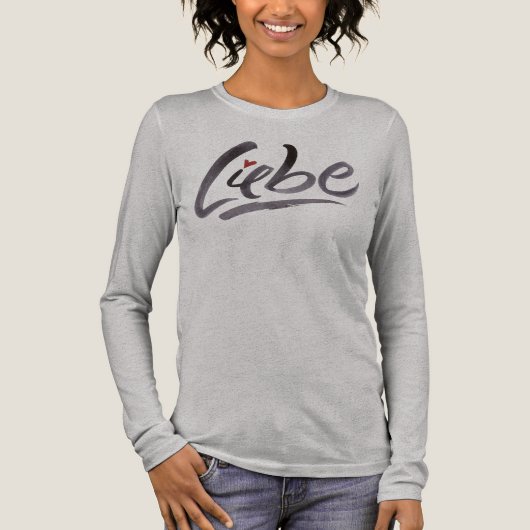 Liebe German Liebe Calligraphy Letters Tri-Blend Shirt (Vorderseite)