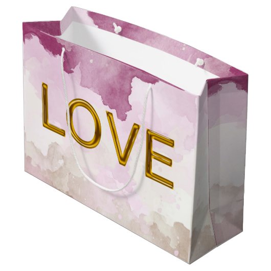 'LIEBE' Geschenktasche (groß) Große Geschenktüte (Rückseite Schrägansicht)