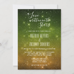Liebe geschrieben in der Galaxie-Hochzeit der Ster Einladung