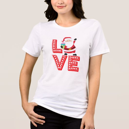 Liebe Gestapelt Design Weihnachten Tri-Blend Shirt (Vorderseite)