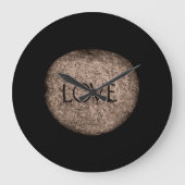 "Liebe" Gestein in Sepia Große Wanduhr (Vorderseite)