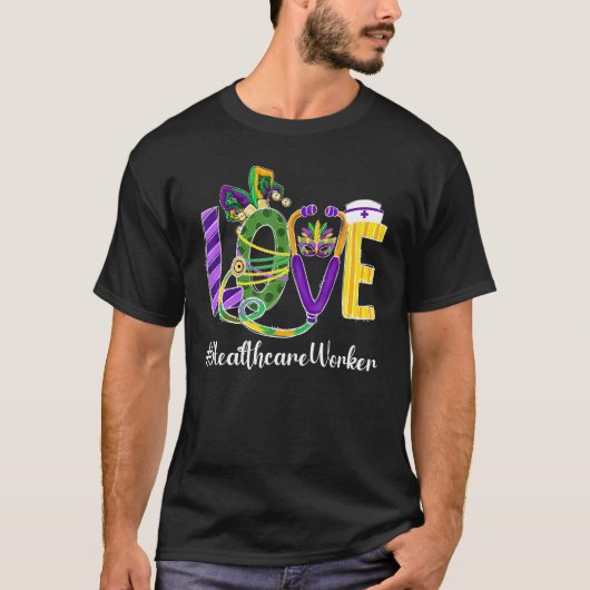 Liebe Gesundheitsarbeiter Leopard Mardi Gras Festi T-Shirt (Vorderseite)