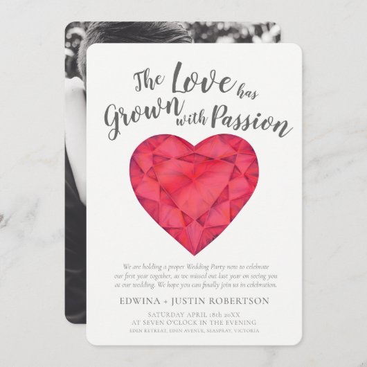 Liebe gewachsen ruby Wasserfarbe nach der Hochzeit Einladung (Vorne/Hinten)