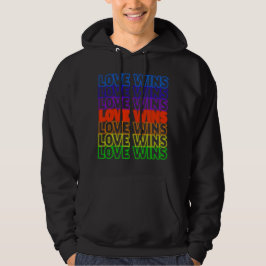 Liebe-Gewinne! Schwarzes Leuchtreklame-Sweatshirt Hoodie