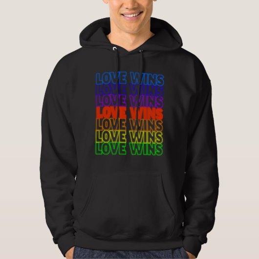 Liebe-Gewinne! Schwarzes Leuchtreklame-Sweatshirt Hoodie (Vorderseite)
