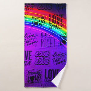 Liebe gewinnt Gay Pride LBGQT Regenbogen Badehandtuch