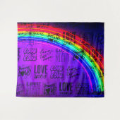 Liebe gewinnt Gay Pride LBGQT Regenbogen Wandteppich (Vorderseite (Horizontal))