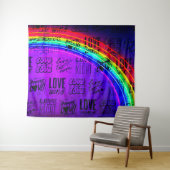 Liebe gewinnt Gay Pride LBGQT Regenbogen Wandteppich (Beispiel (Horizontal))