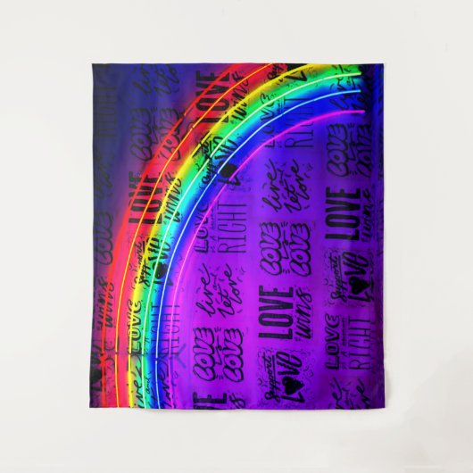 Liebe gewinnt Gay Pride LBGQT Regenbogen Wandteppich (Vorderseite)