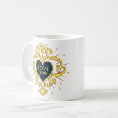 Liebe gewinnt Gold Crown Frame Kaffeetasse (Vorderseite Links)