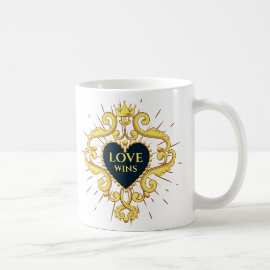 Liebe gewinnt Gold Crown Frame Kaffeetasse (Rechts)