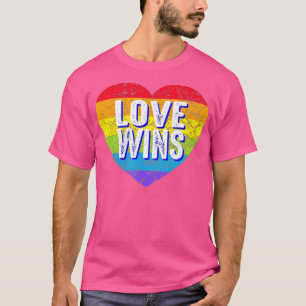 Liebe gewinnt Heart Rainbow Peace Sign Pride Lesbi T-Shirt