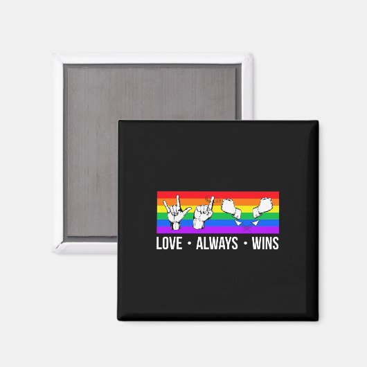 Liebe gewinnt immer ASL Deaf Awareness Gay Pride L Magnet (Vorderseite/Rückseite)