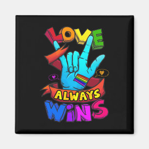 Liebe gewinnt immer ASL Deaf Awareness Gay Pride L Magnet