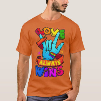 Liebe gewinnt immer ASL Shirt Deaf Awareness Gay P