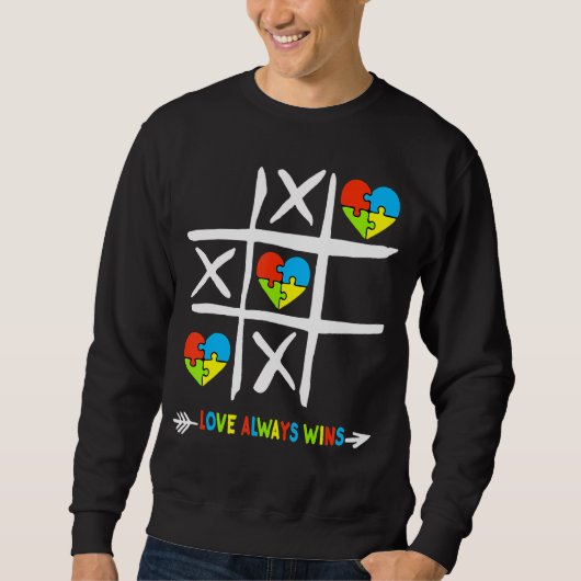 Liebe gewinnt immer Autismus-Bewusstsein Sweatshirt (Vorderseite)