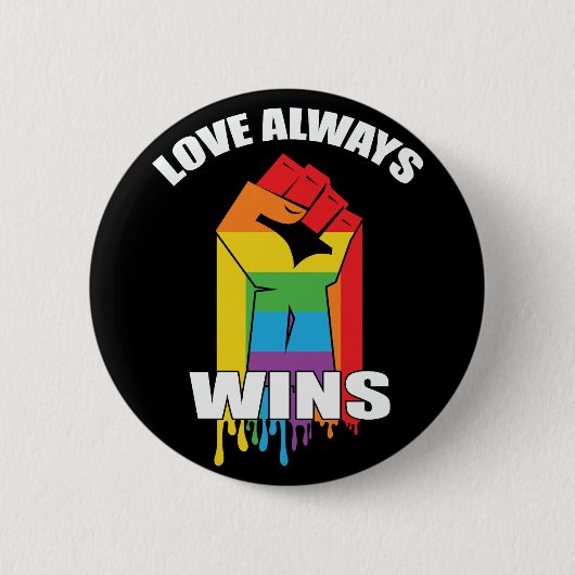 Liebe gewinnt immer Gay LGBT Button (Vorderseite)