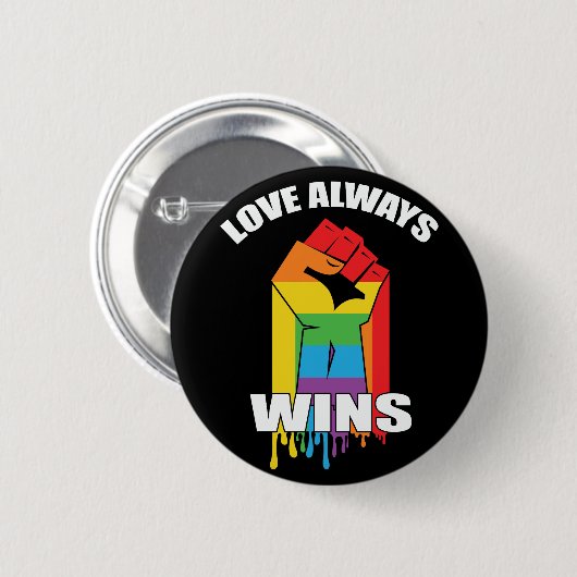 Liebe gewinnt immer Gay LGBT Button (Vorne & Hinten)