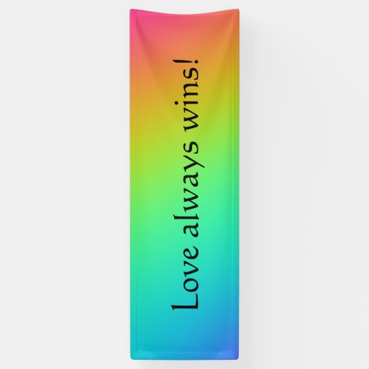 "Liebe gewinnt immer" Helle Rainbow Gradient Weddi Banner (Vertikal)