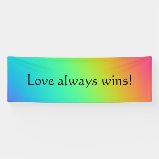 "Liebe gewinnt immer" Helle Rainbow Gradient Weddi Banner (Horizontal)