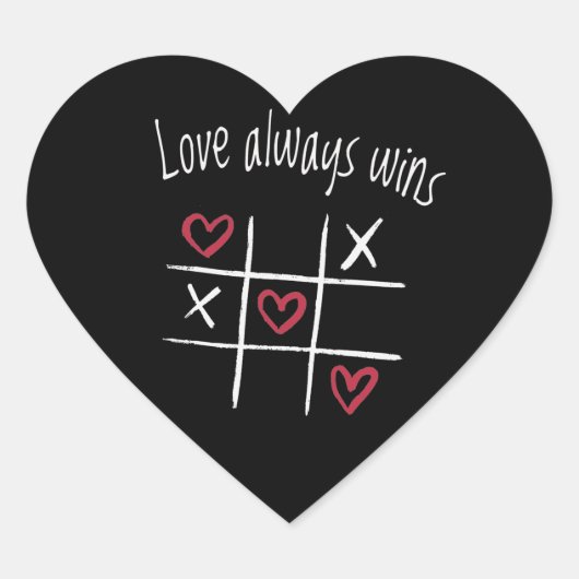 Liebe gewinnt immer Herz-Aufkleber (Vorderseite)