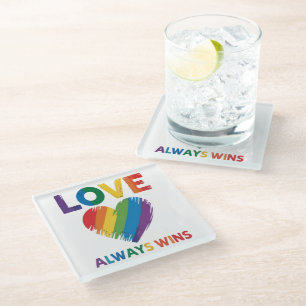Liebe Gewinnt Immer LGBT Glasuntersetzer