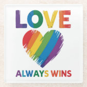 Liebe Gewinnt Immer LGBT Glasuntersetzer (Vorderseite)