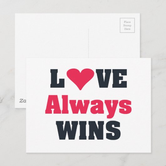 Liebe gewinnt immer postkarte (Vorne/Hinten)