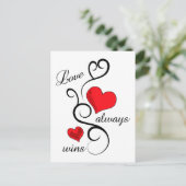 Liebe gewinnt immer postkarte (Stehend Vorderseite)