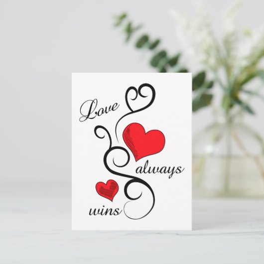 Liebe gewinnt immer postkarte (Stehend Vorderseite)