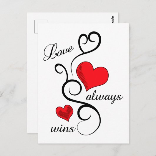 Liebe gewinnt immer postkarte (Vorne/Hinten)