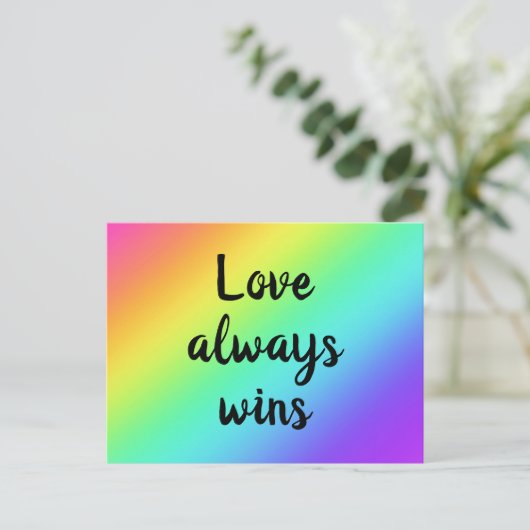 Liebe gewinnt immer Regenbogen Postkarte (Stehend Vorderseite)