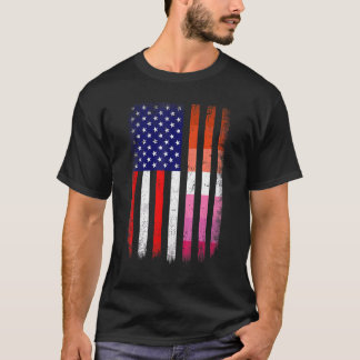 Liebe gewinnt Lesben-Pride US-amerikanischer Flag- T-Shirt