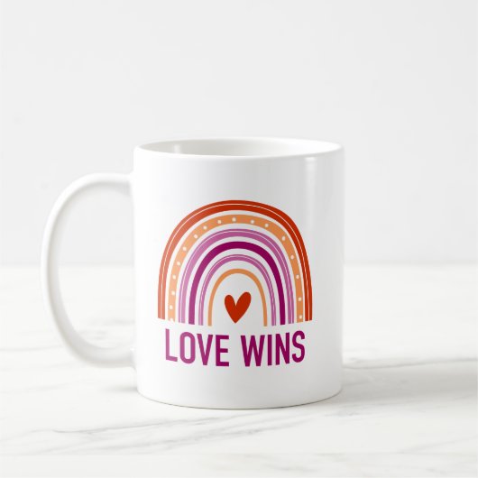 Liebe gewinnt Lesbian Rainbow Kaffeetasse (Links)