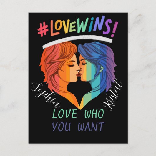 Liebe gewinnt lesbischen Stolz ,Stolz Monat 2024 Postkarte (Vorderseite)