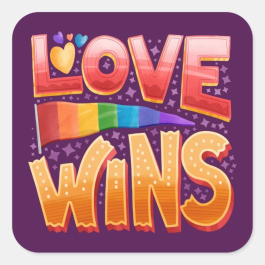 Liebe gewinnt LGBT-Aufkleber Quadratischer Aufkleber (Vorderseite)