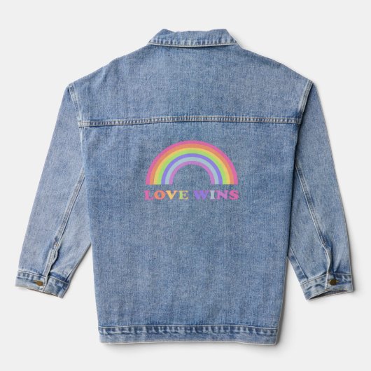 Liebe gewinnt - LGBTQ / Gay Pride Rainbow Denim Ja Jeansjacke (Rückseite)