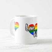Liebe gewinnt - LGBTQ+-Preis Kaffeetasse (Vorderseite Links)