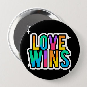 Liebe gewinnt. LGBTQ+Pride Regenbogen. Button