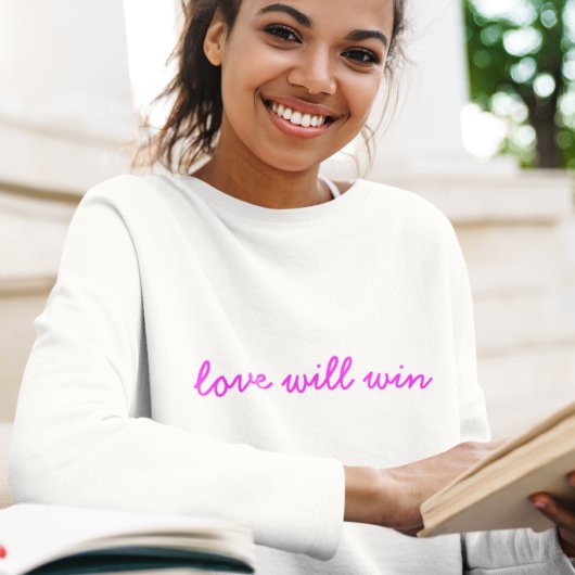 Liebe gewinnt | Neon Pink Modernes Minimalistische Sweatshirt