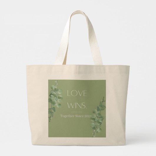 Liebe gewinnt Personalisiert Tote Bag Jumbo Stoffbeutel (Rückseite)