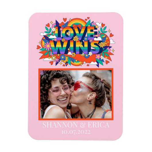 Liebe gewinnt Pride LGBTQ Collage Rainbow Ankündig Magnet (Vertikal)