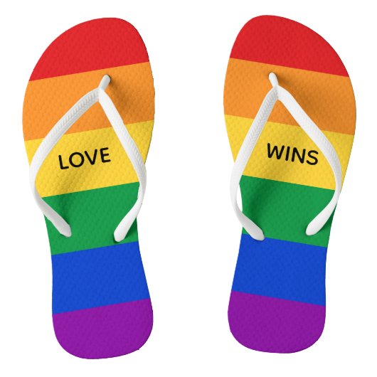 Liebe gewinnt Rainbow LGBTQ Flag Colors Custom Tex Badesandalen (Fußbett)