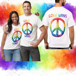Liebe gewinnt Rainbow Peace Sign T-Shirt