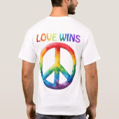 Liebe gewinnt Rainbow Peace Sign T-Shirt (Rückseite)