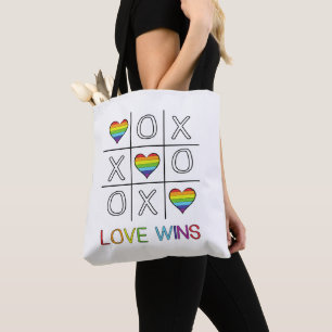 Liebe gewinnt Regenbogen-Gay Pride Herzklopfen-Git Tasche