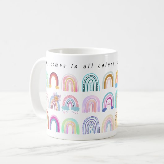 Liebe gewinnt - Regenbogen Kaffeetasse (Vorderseite Links)